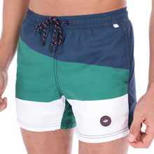 Load image into Gallery viewer, Lifeguard-12 Men's Patchwork Quick Dry Swim Trunks White Green & Blue