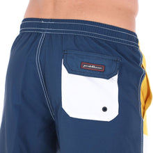 Load image into Gallery viewer, Lifeguard-13 Men's Patchwork Quick Dry Swim Trunks White Blue & Yellow
