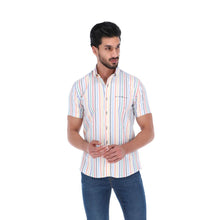 Load image into Gallery viewer, Men's Stripes Short Sleeve Button Down Shirt Multi Colored | Porto Blanco MC-1756