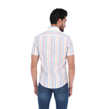 Load image into Gallery viewer, Men's Stripes Short Sleeve Button Down Shirt Multi Colored | Porto Blanco MC-1756