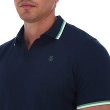 Load image into Gallery viewer, PL-1739 Men's Patchwork Short Sleeve Polo Shirt Navy Blue | Porto Blanco