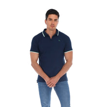 Load image into Gallery viewer, PL-1739 Men's Patchwork Short Sleeve Polo Shirt Navy Blue | Porto Blanco