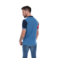 Load image into Gallery viewer, PL-1818 Men's Patchwork Short Sleeve Polo Shirt Blue & Red | Porto Blanco