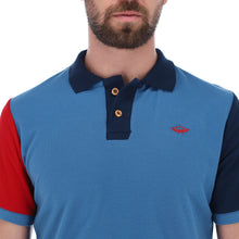 Load image into Gallery viewer, PL-1818 Men's Patchwork Short Sleeve Polo Shirt Blue & Red | Porto Blanco