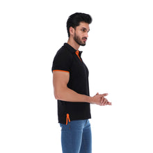 Load image into Gallery viewer, PLE-1725 Men's Solid Short Sleeve Polo Shirt Black & Orange