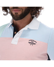 Load image into Gallery viewer, PLL-1521 Men's Patchwork Short Sleeve Polo Shirt Blue Pink & Green