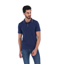 Load image into Gallery viewer, Polo Tejida Algodón de Hombre Azul y Blanco | Porto Blanco PLT-1805