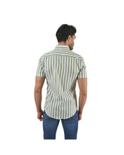 Load image into Gallery viewer, MC-1503 Men's Stripes Short Sleeve Button Down Shirt White & Green