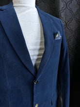 Load image into Gallery viewer, French Blue Velvet Blazer with Gold Buttons  | J134 French Blue
