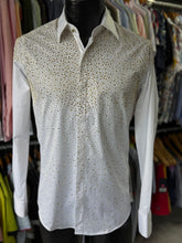 Load image into Gallery viewer, White &amp; Gold Rhinestone Dress Shirt | XLF 30 White

