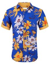 Load image into Gallery viewer, Floral Printed Short Sleeve Shirt / Blue
