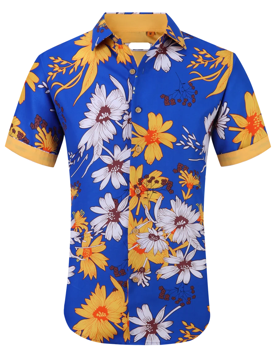Floral Printed Short Sleeve Shirt / Blue