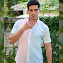Load image into Gallery viewer, Camisa Porto Blanco Casual con Bloques de Color Pastel Manga Corta | MCE-2204
