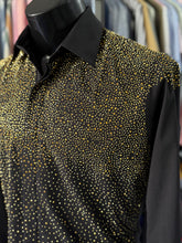 Load image into Gallery viewer, Black &amp; Gold Rhinestone Dress Shirt | XLF 30 Black
