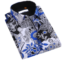 Load image into Gallery viewer, Floral Printed Short Sleeve Shirt / Blue

