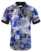 Load image into Gallery viewer, Floral Printed Short Sleeve Shirt / Blue
