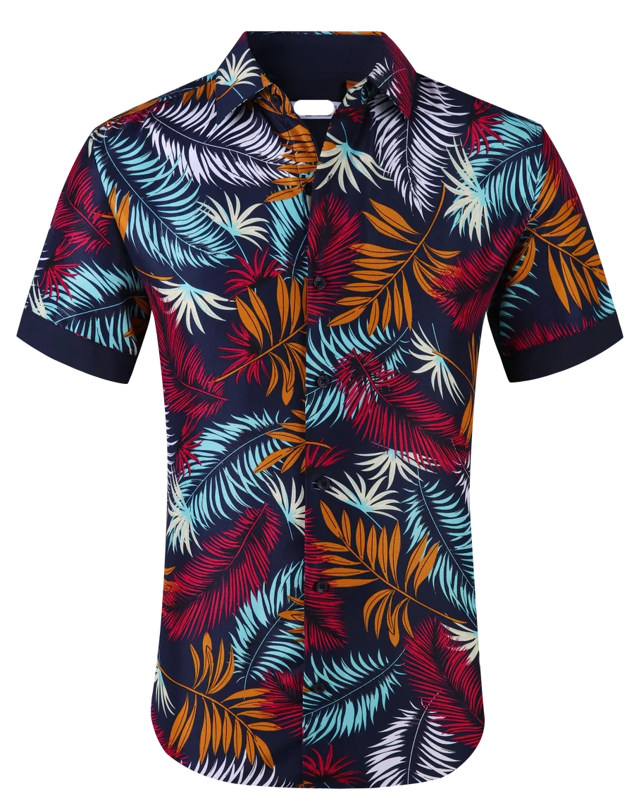 Floral Printed Short Sleeve Shirt / Purple