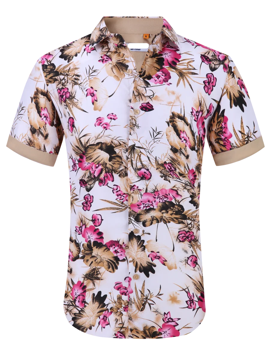 Floral Printed Short Sleeve Shirt / White
