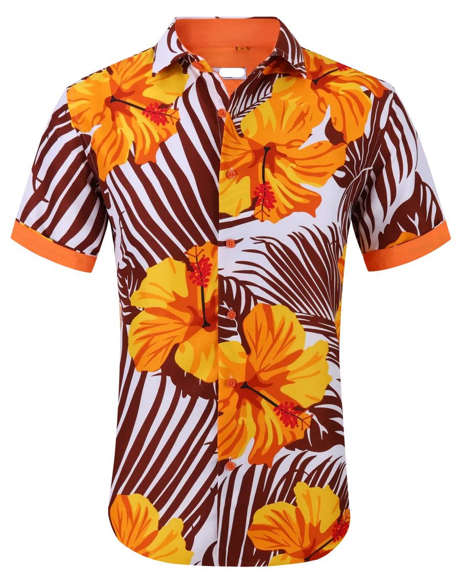Floral Printed Short Sleeve Shirt / White