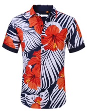 Load image into Gallery viewer, Floral Printed Short Sleeve Shirt / Navy
