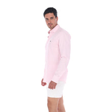 Load image into Gallery viewer, Camisa Casual De Caballero de Lineas Color Blanco y Rosa  | C-2275
