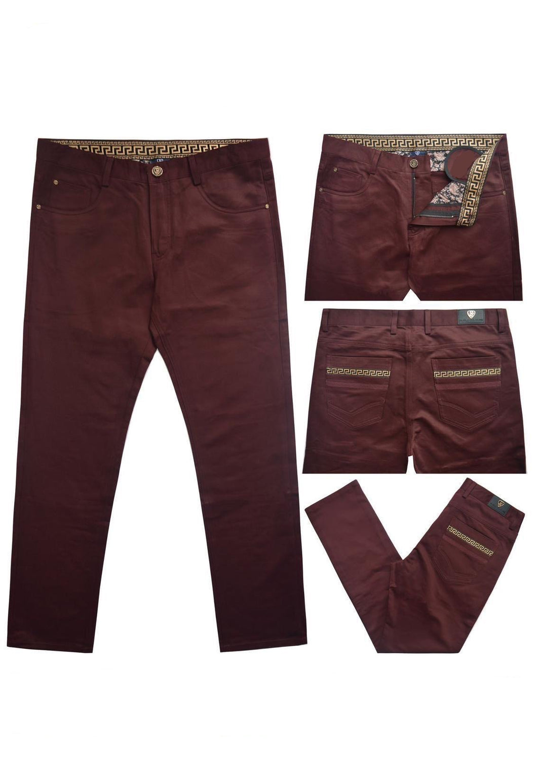 Burgundy Plaid Stretch Pants | FP-350 Burgundy