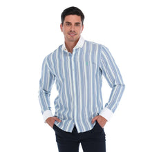 Load image into Gallery viewer, Camisa Porto Blanco Casual Para Caballero Manga Larga Rayas Color Azul | C-2199
