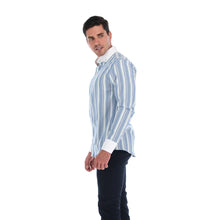 Load image into Gallery viewer, Camisa Porto Blanco Casual Para Caballero Manga Larga Rayas Color Azul | C-2199
