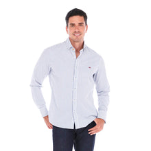 Load image into Gallery viewer, Camisa Porto Blanco Casual Para Caballero Manga Larga Rayas Color Azul | C-2119
