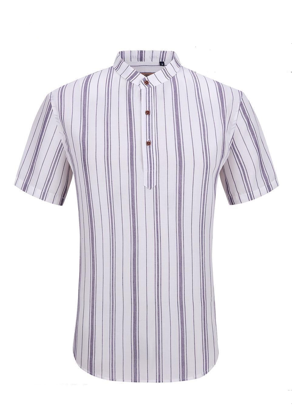 Short Sleeve 3 Button Lilac Linen Shirt | SC807-Purple