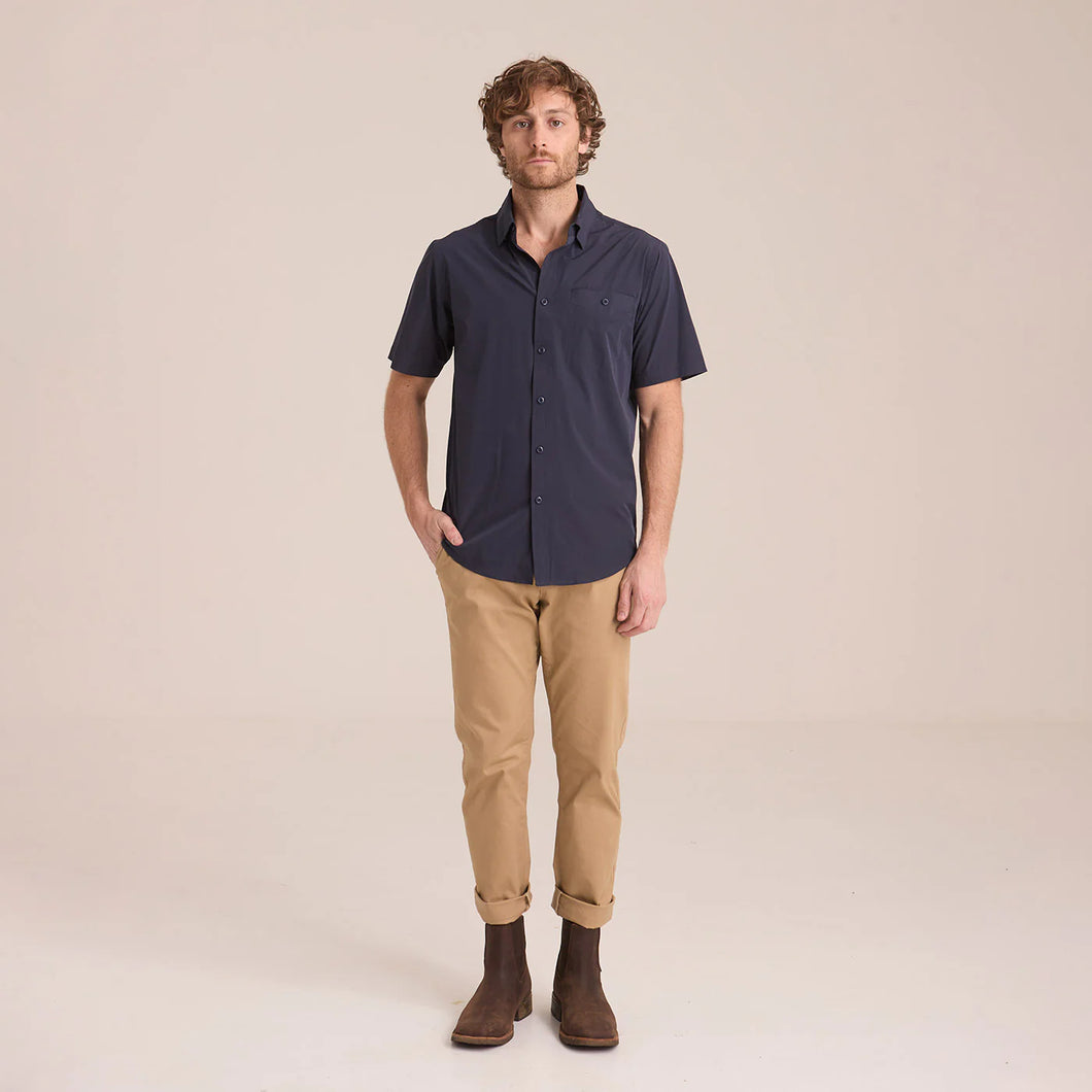 Camisa Porto Blanco Explorer Manga Corta Hombre Alto Rendimiento | CE-2510 Marino