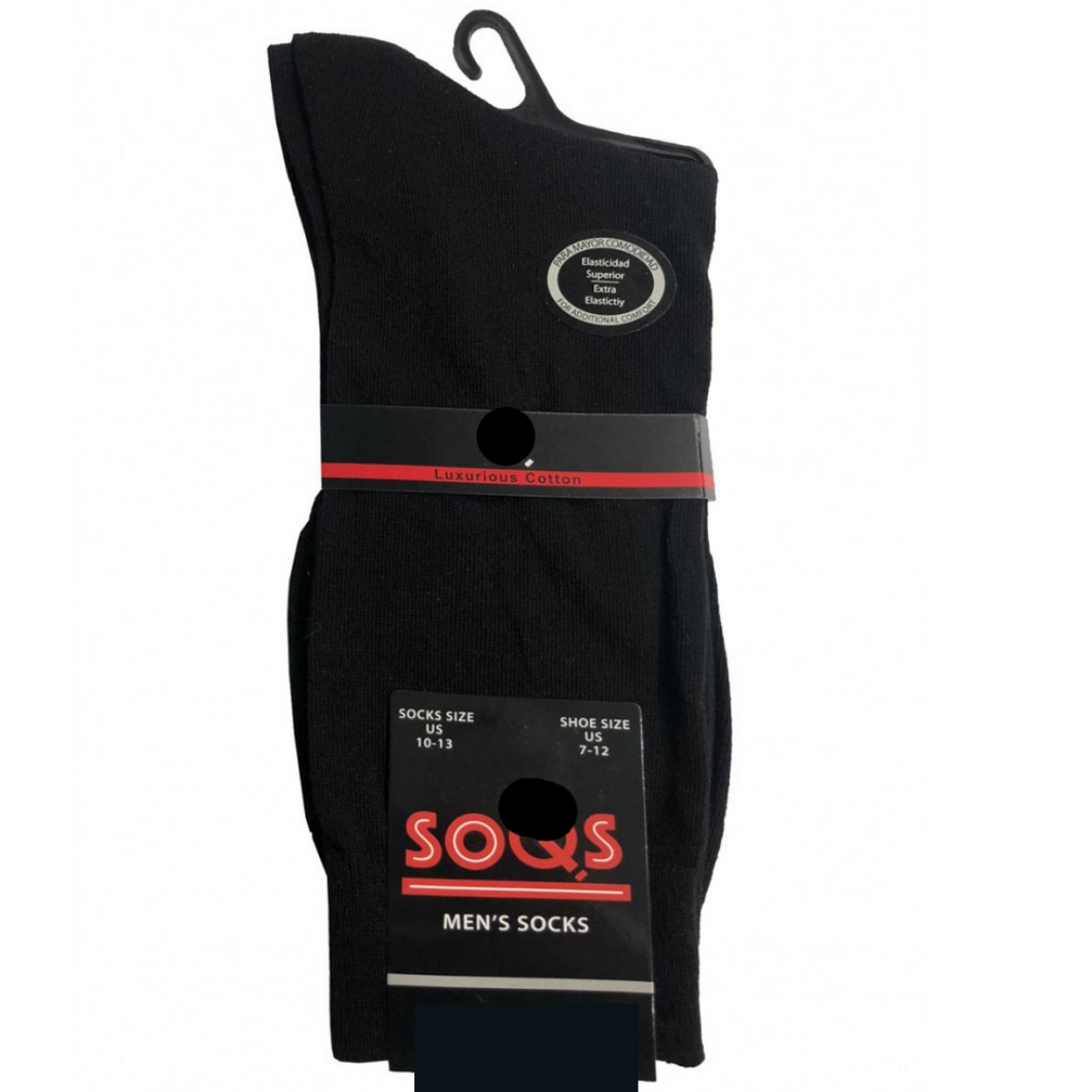 Solid Black Cotton Socks | SQ100-B