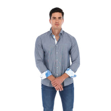 Load image into Gallery viewer, Men&#39;s Solid Long Sleeve Special Edition Button Down Shirt Gray &amp; Sky | Porto Blanco E-2010
