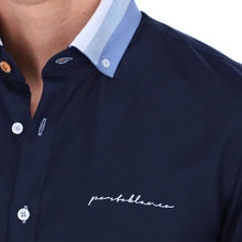 Load image into Gallery viewer, Men&#39;s Solid Long Sleeve Special Edition Button Down Shirt Navy | Porto Blanco E-2022
