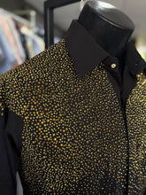 Load image into Gallery viewer, Black &amp; Gold Rhinestone Dress Shirt | XLF 30 Black
