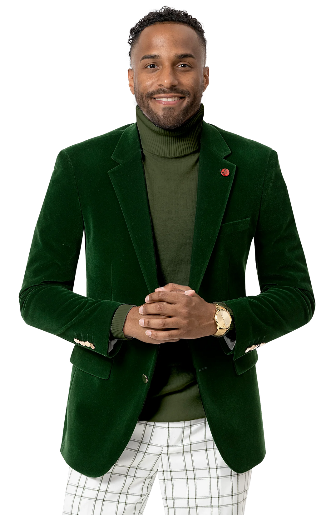 Green Velvet Blazer with Gold Buttons  | J134 Green