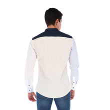 Load image into Gallery viewer, Men&#39;s Stripes Long Sleeve Classic Button Down Shirt Yellow, Navy &amp; White
