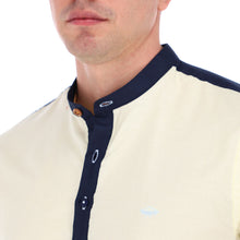 Load image into Gallery viewer, Men&#39;s Stripes Long Sleeve Classic Button Down Shirt Yellow, Navy &amp; White
