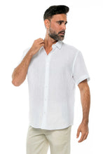 Load image into Gallery viewer, Men&#39;s Yarn Dye 100% Linen Solid Guayabera Shirt Short Sleeve | M-2528-RX White
