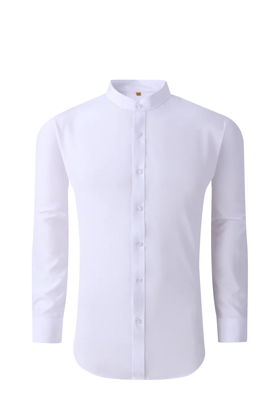 Mandarin Collar Solid Shirt / White