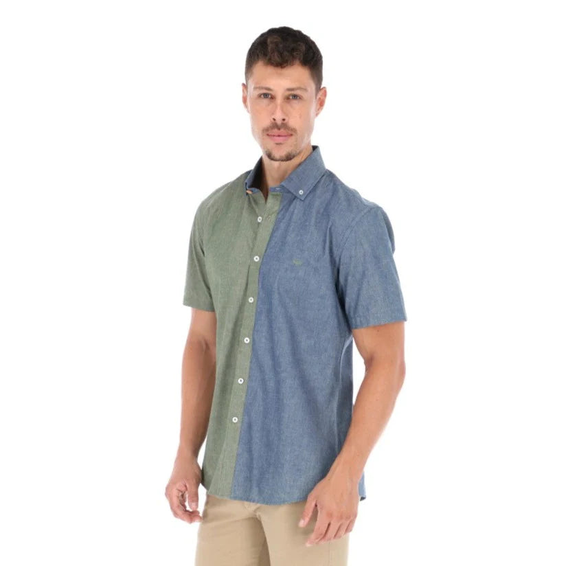 Camisa Manga Corta Edicion Especial Verde y Azul | Porto Blanco MCE-2055