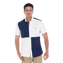 Load image into Gallery viewer, Camisa Casual Bloques Azul y Blanco Manga Corta | MCE-2268
