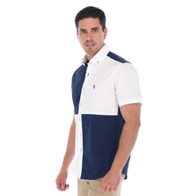 Load image into Gallery viewer, Camisa Casual Bloques Azul y Blanco Manga Corta | MCE-2268
