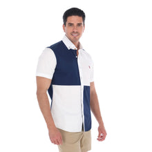 Load image into Gallery viewer, Camisa Casual Bloques Azul y Blanco Manga Corta | MCE-2268
