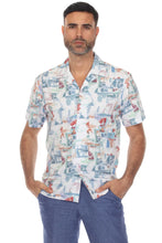 Load image into Gallery viewer, Mojito Men&#39;s Stylish Novelty Print Poly Stretch Party Shirt Short Sleeve | MS-8811-White-Multi
