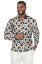 Load image into Gallery viewer, Mojito Men's Stylish Novelty Print Poly Stretch Party Shirt Long Sleeve | MS-8813-Polka-Dot
