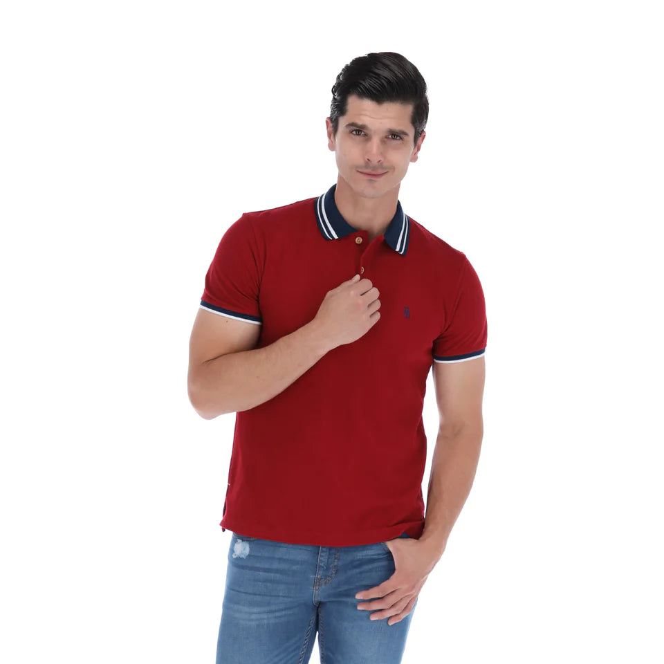 Polo Porto Blanco Básica Caballero Roja | PBasic-08
