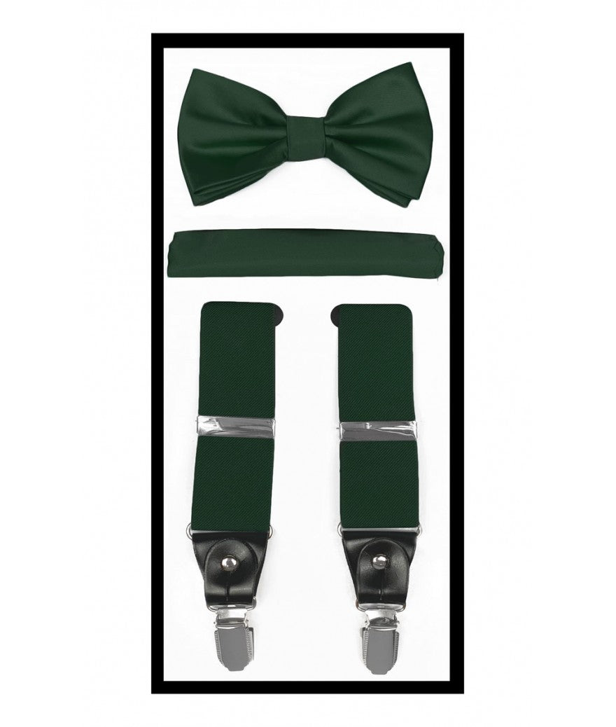 Forest Green Suspender Sets (Bow Tie, Hanky & Suspenders) | SBH10-AAA