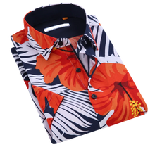 Load image into Gallery viewer, Floral Printed Short Sleeve Shirt / Navy
