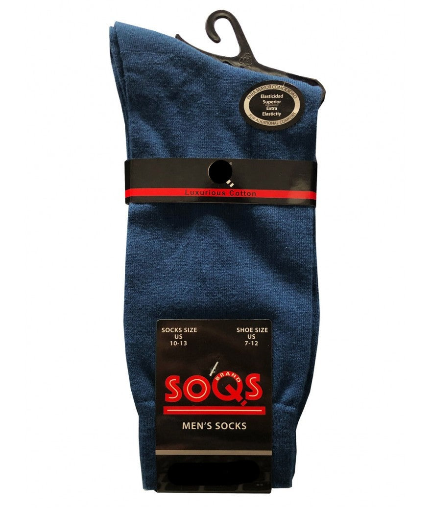 Colbert Blue Solid Cotton Socks | SQ100-K